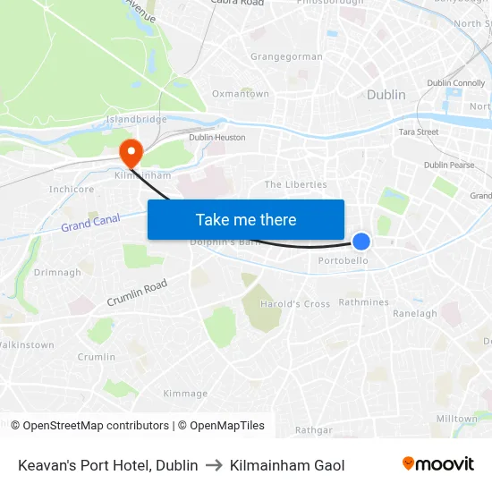 Keavan's Port Hotel, Dublin to Kilmainham Gaol map