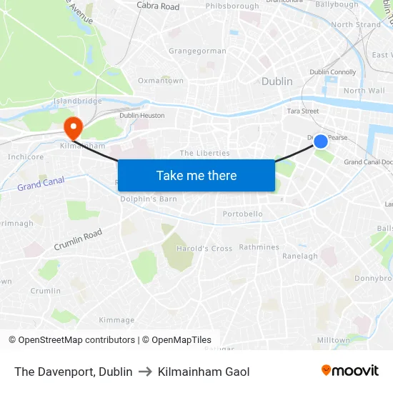 The Davenport, Dublin to Kilmainham Gaol map