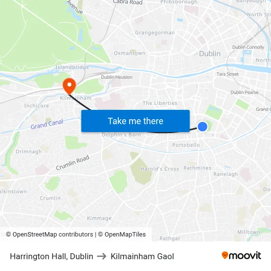 Harrington Hall, Dublin to Kilmainham Gaol map