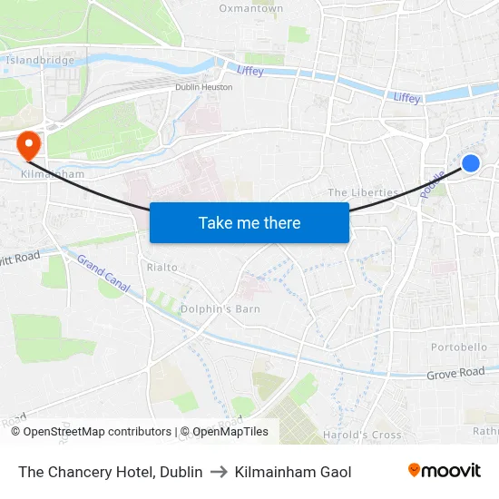 The Chancery Hotel, Dublin to Kilmainham Gaol map