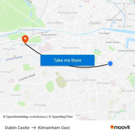 Dublin Castle to Kilmainham Gaol map