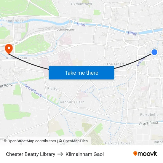 Chester Beatty Library to Kilmainham Gaol map