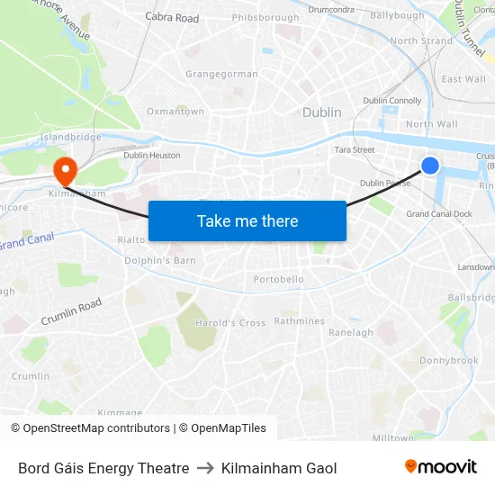 Bord Gáis Energy Theatre to Kilmainham Gaol map