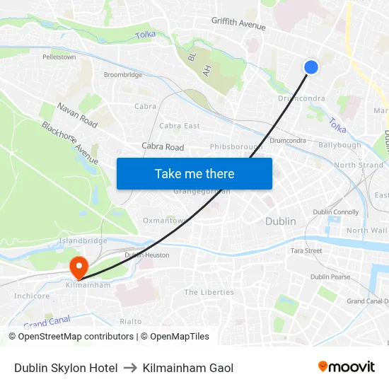 Dublin Skylon Hotel to Kilmainham Gaol map