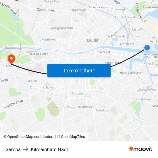 3arena to Kilmainham Gaol map
