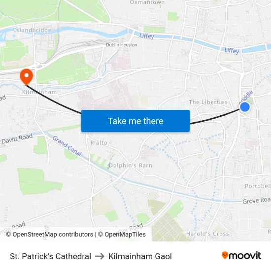 St. Patrick's Cathedral to Kilmainham Gaol map