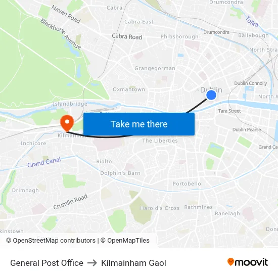 General Post Office to Kilmainham Gaol map
