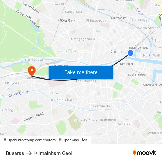 Busáras to Kilmainham Gaol map