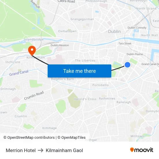 Merrion Hotel to Kilmainham Gaol map