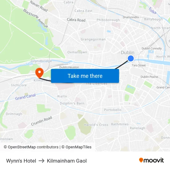 Wynn's Hotel to Kilmainham Gaol map