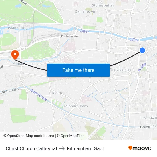 Christ Church Cathedral to Kilmainham Gaol map
