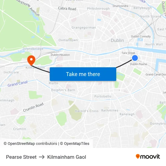 Pearse Street to Kilmainham Gaol map