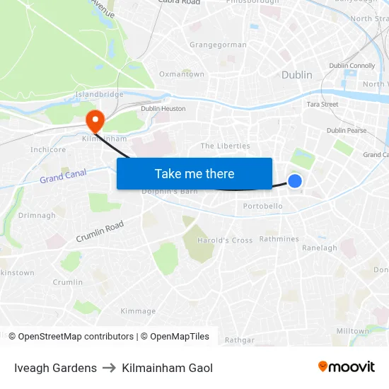 Iveagh Gardens to Kilmainham Gaol map