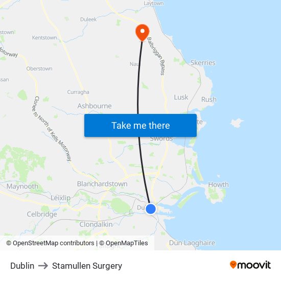Dublin to Stamullen Surgery map