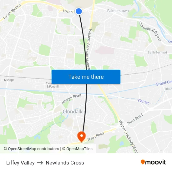 Liffey Valley to Newlands Cross map