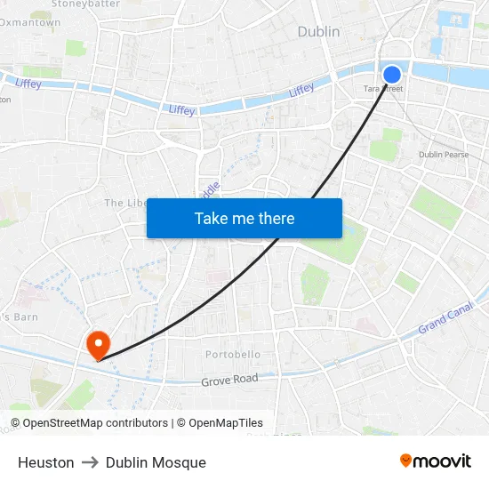 Heuston to Dublin Mosque map