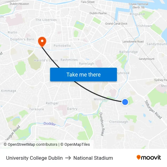 University College Dublin, Complex And Adaptive Systems Laboratory to National Stadium map