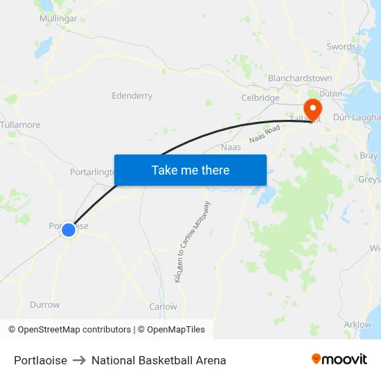 Portlaoise to National Basketball Arena map