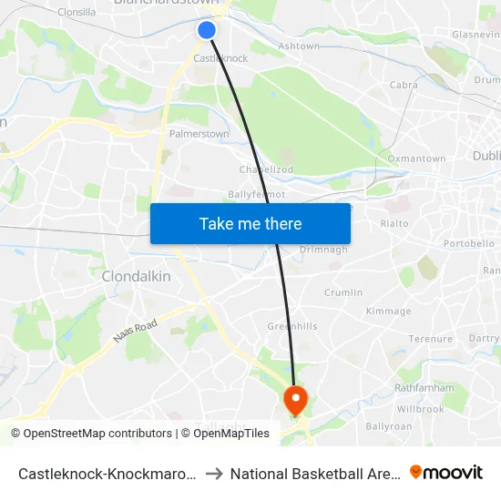 Castleknock-Knockmaroon to National Basketball Arena map