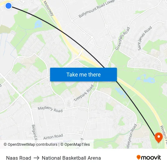 Naas Road to National Basketball Arena map