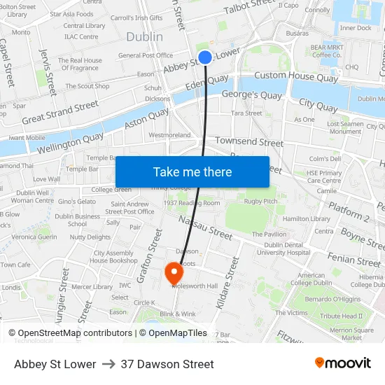 Abbey St Lower to 37 Dawson Street map