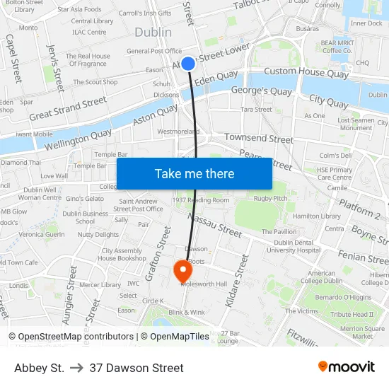 Abbey St. to 37 Dawson Street map