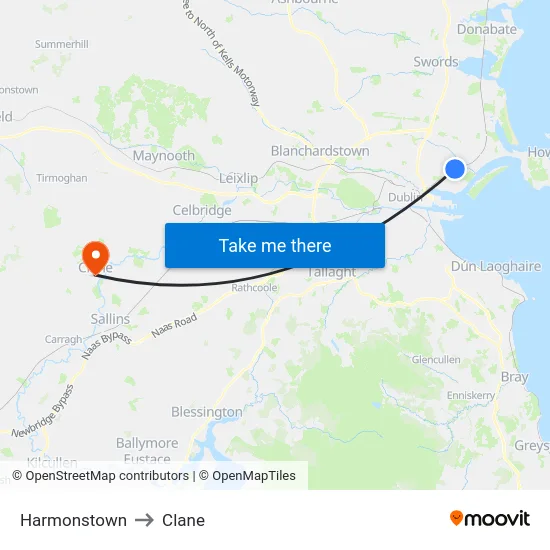 Harmonstown to Clane map