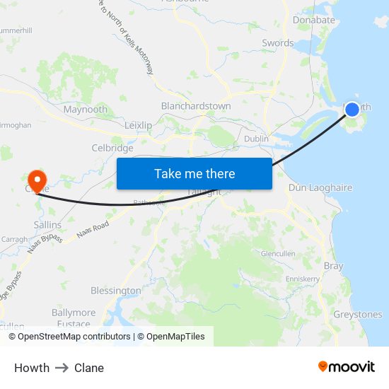 Howth to Clane map