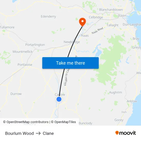 Bourlum Wood to Clane map