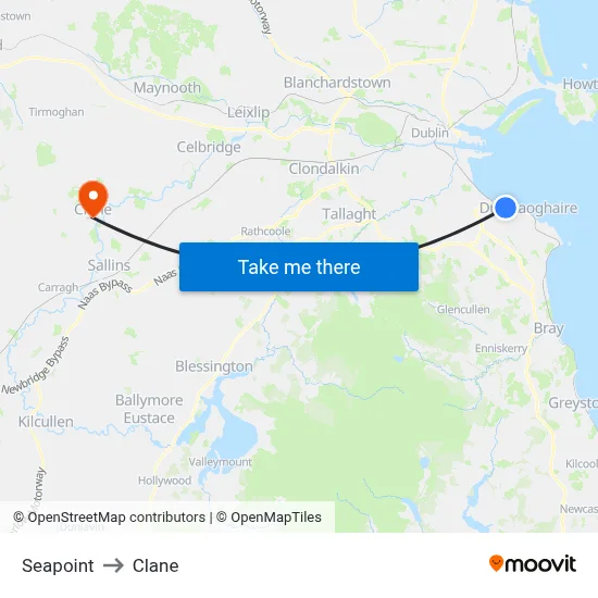 Seapoint to Clane map