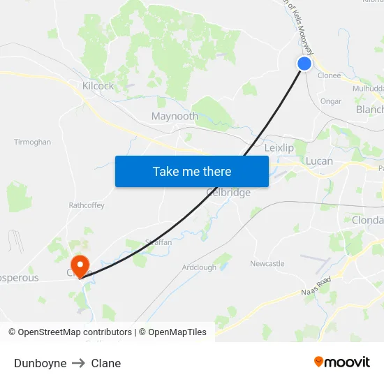 Dunboyne to Clane map