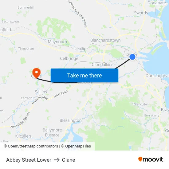 Abbey Street Lower to Clane map