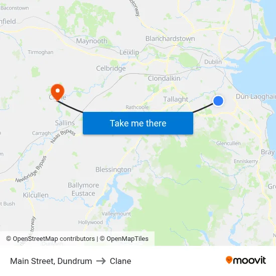 Main Street, Dundrum to Clane map