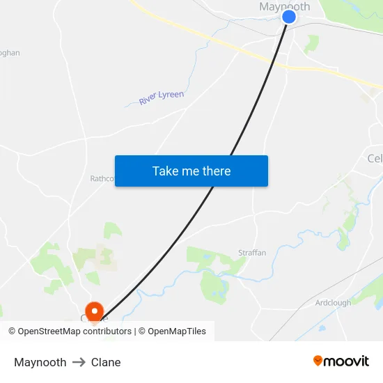 Maynooth to Clane map