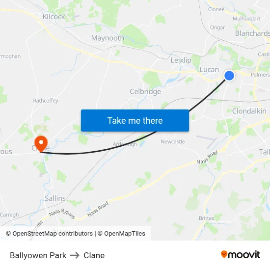 Ballyowen Park to Clane map
