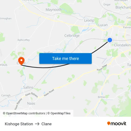 Kishoge Station to Clane map