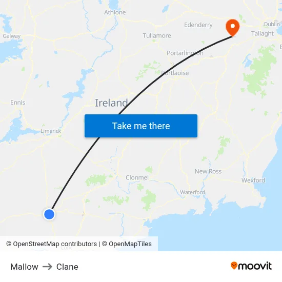 Mallow to Clane map