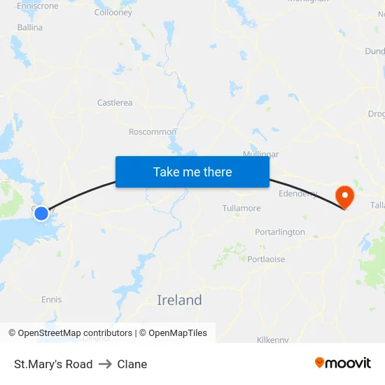 St.Mary's Road to Clane map