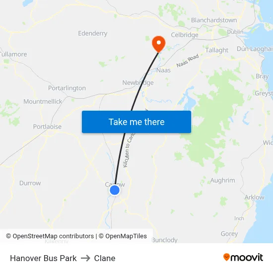 Hanover Bus Park to Clane map