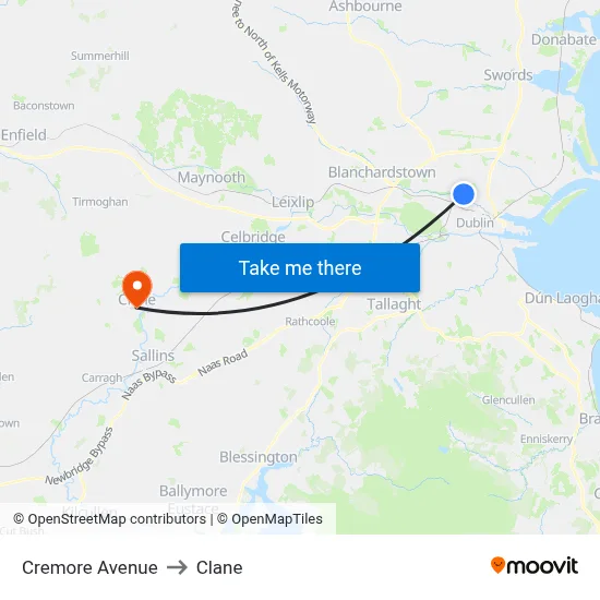 Cremore Avenue to Clane map