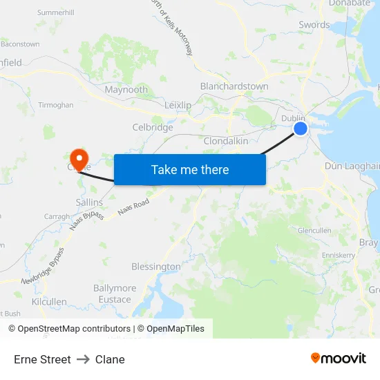 Erne Street to Clane map