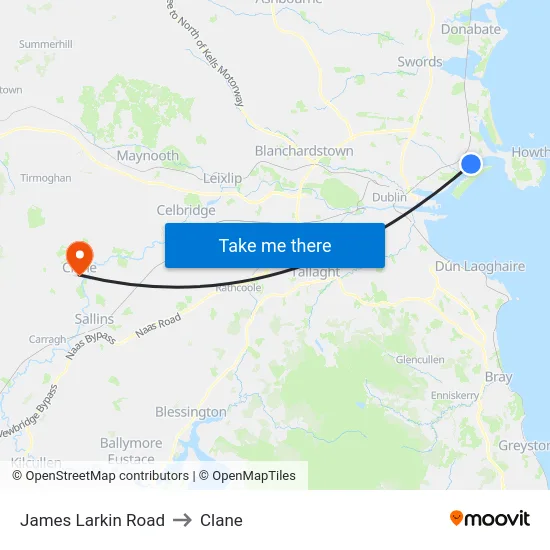 James Larkin Road to Clane map