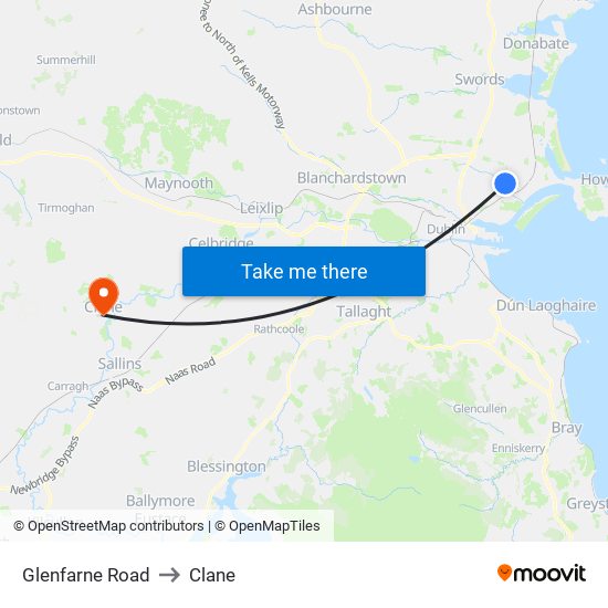 Glenfarne Road to Clane map