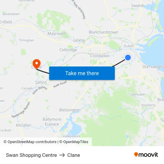 Swan Shopping Centre to Clane map