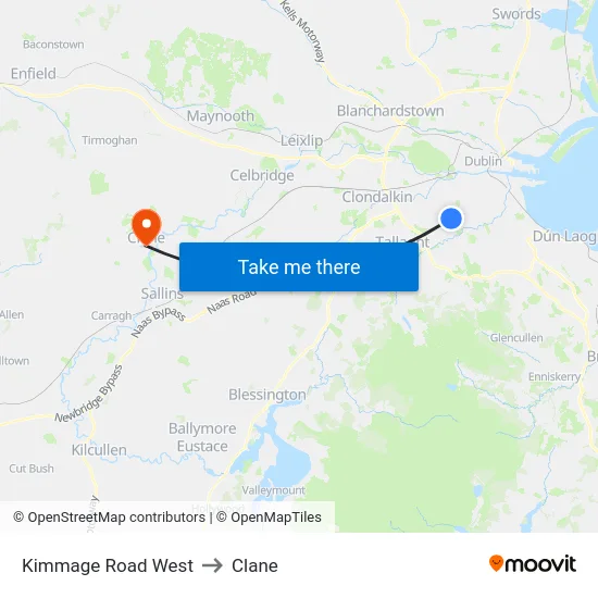 Kimmage Road West to Clane map