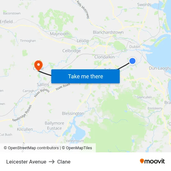 Leicester Avenue to Clane map