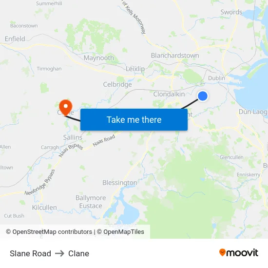 Slane Road to Clane map