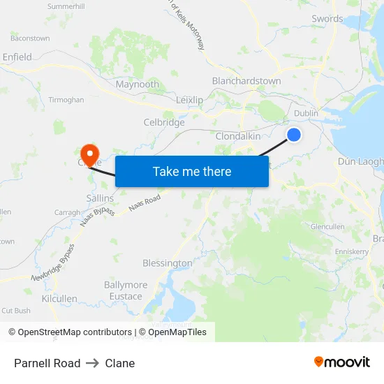 Parnell Road to Clane map