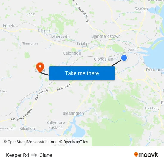 Keeper Rd to Clane map