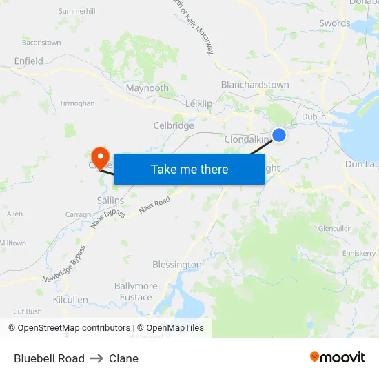 Bluebell Road to Clane map